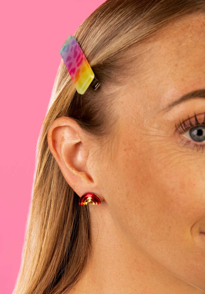 Ombre Rainbow Leopard Print Rectangle Acrylic Hair Clip