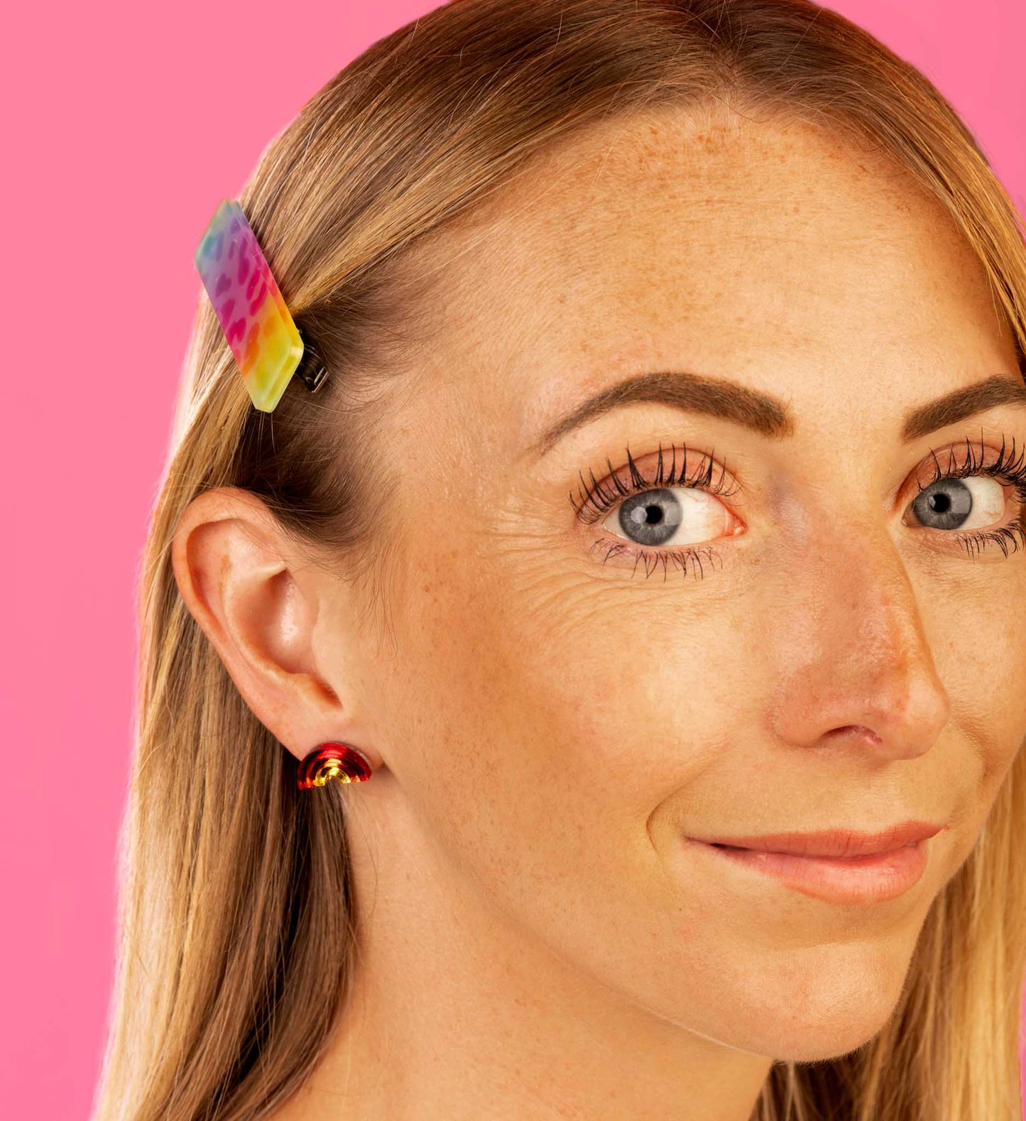 Ombre Rainbow Leopard Print Rectangle Acrylic Hair Clip