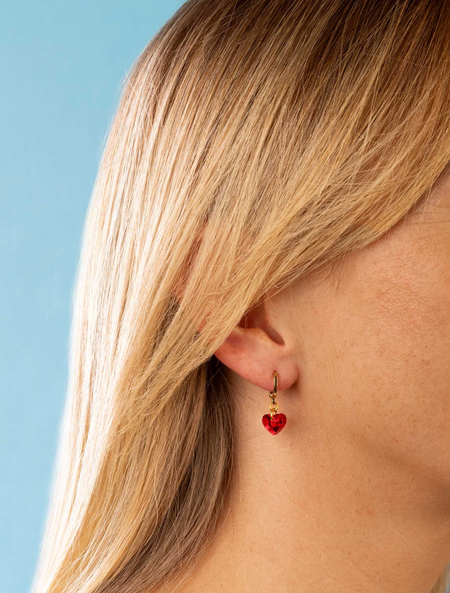 Mini Red Leopard Print Acrylic Mirror Heart Dangle Earrings or Necklace – Hypoallergenic Stainless Steel