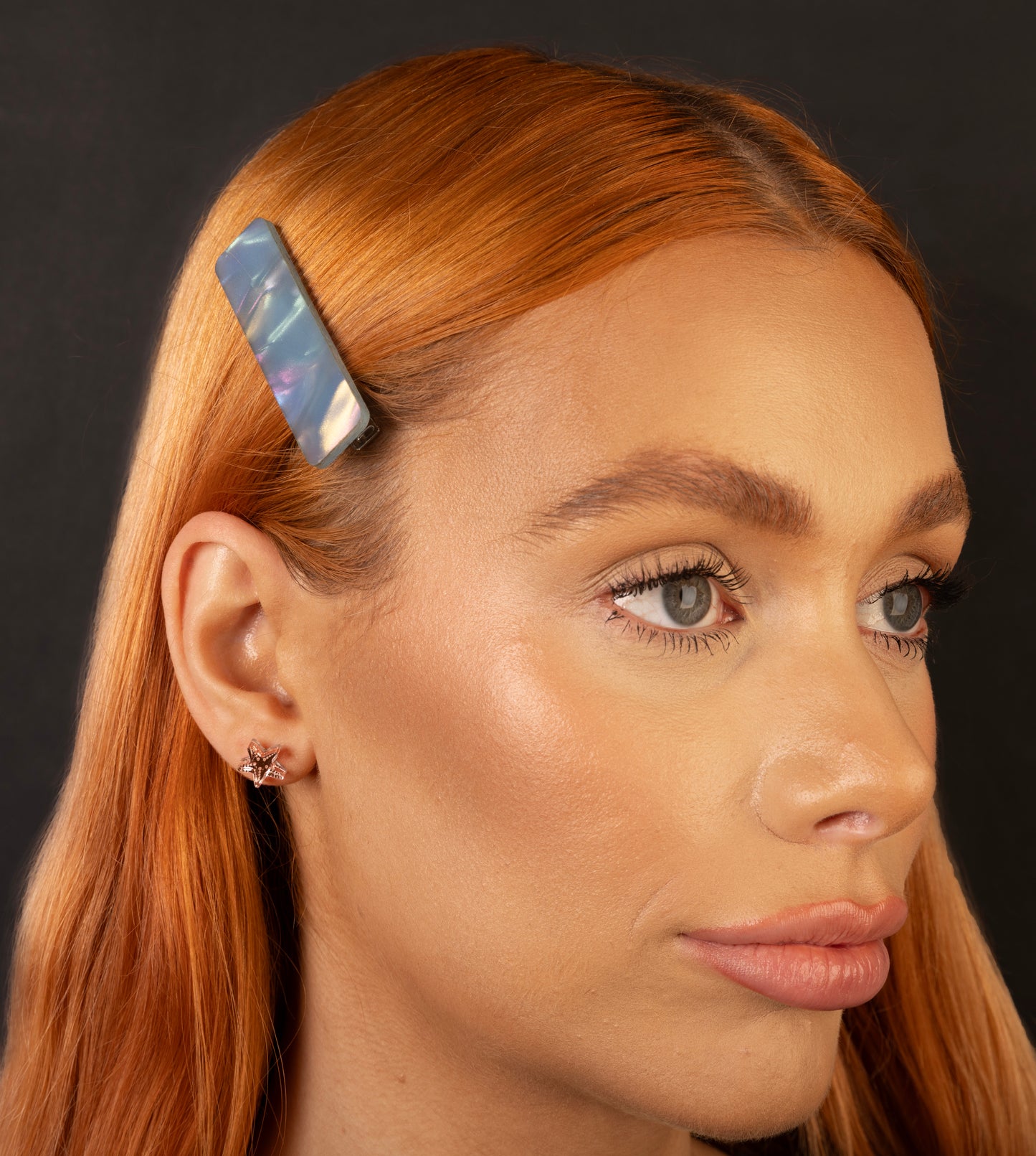 Pale Blue Iridescent Shimmer Rectangle Acrylic Hair Clip