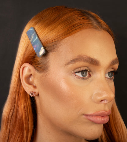 Pale Blue Iridescent Shimmer Rectangle Acrylic Hair Clip