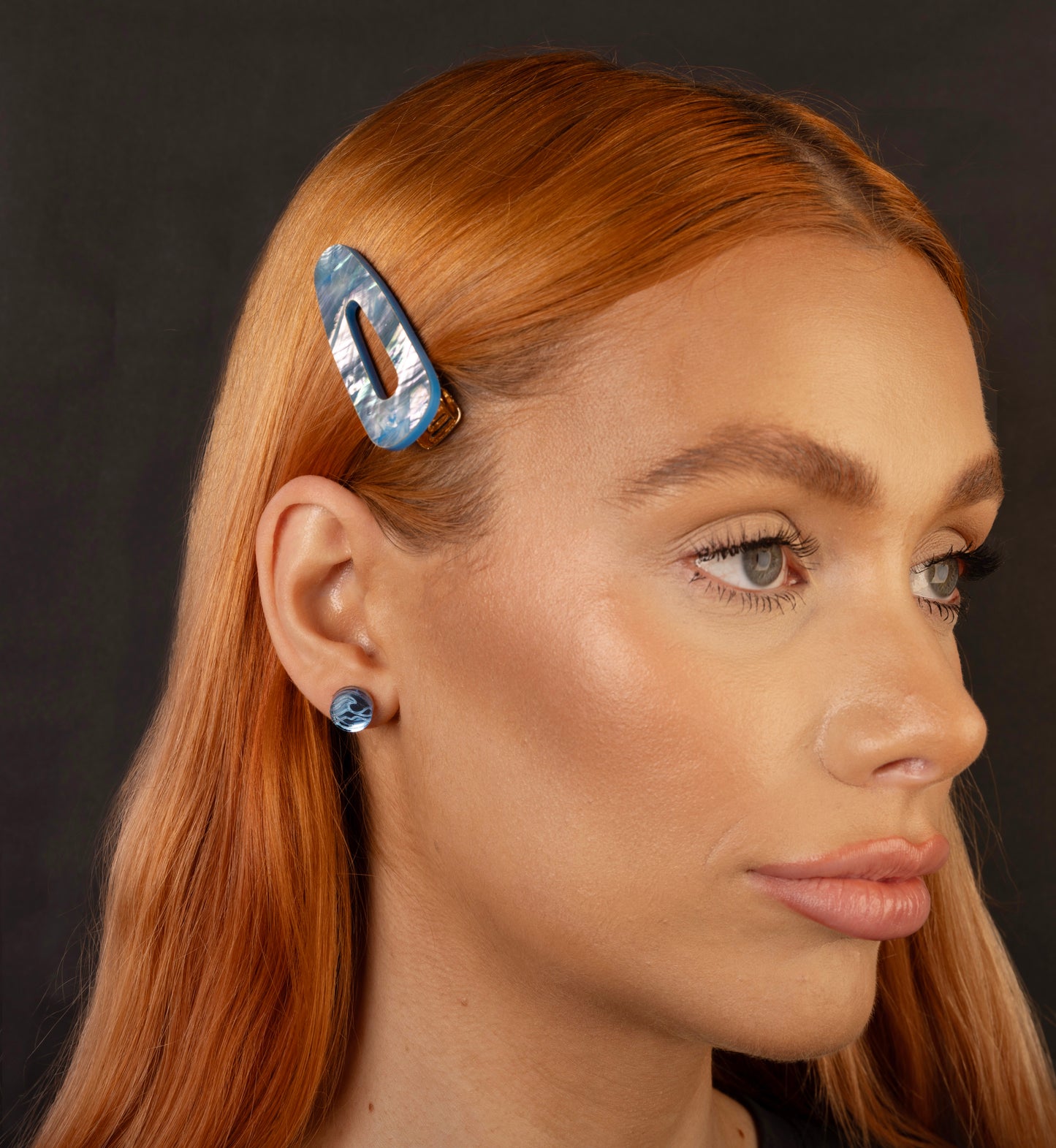 Blue Real Shell Barrette Acrylic Hair Clip