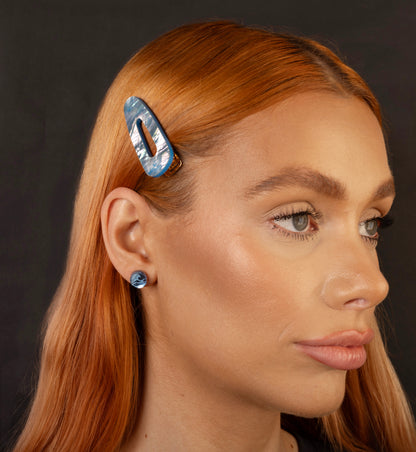 Blue Real Shell Barrette Acrylic Hair Clip