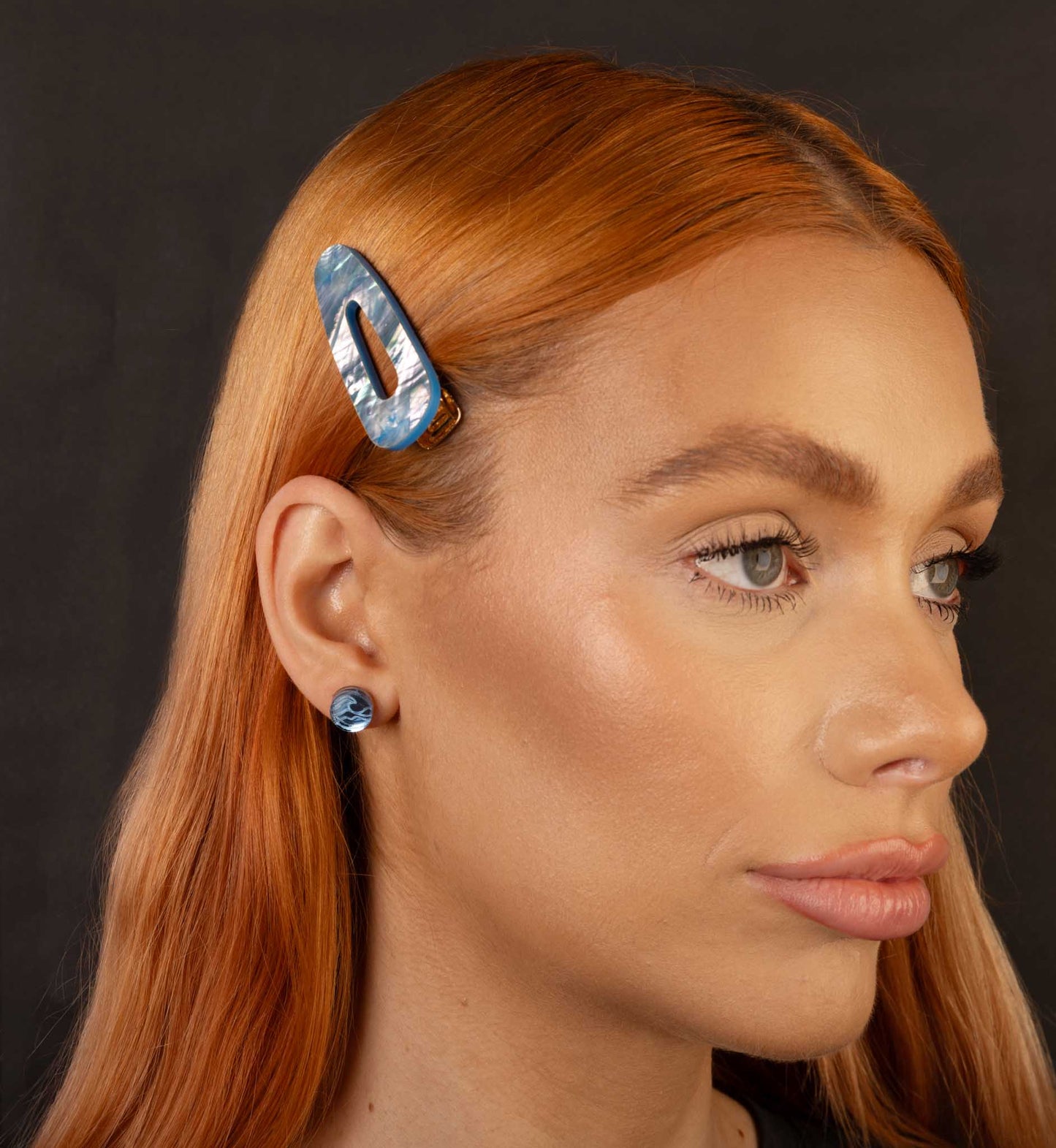 Mini Light Blue Mirror Wave Studs – Hypoallergenic Stainless Steel