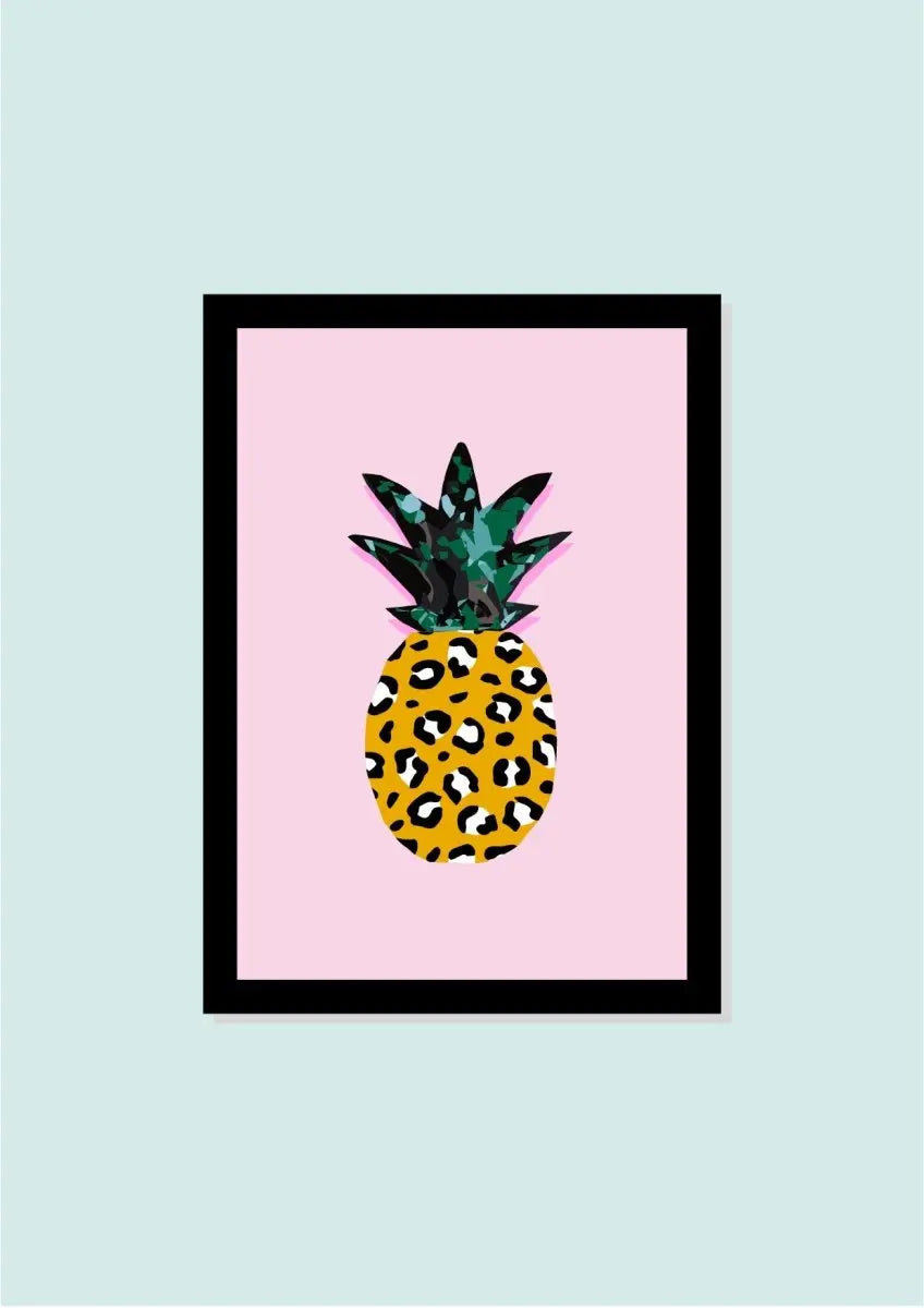 A4 Mustard Leopard Print Pineapple Art Print from Sapphire Frills