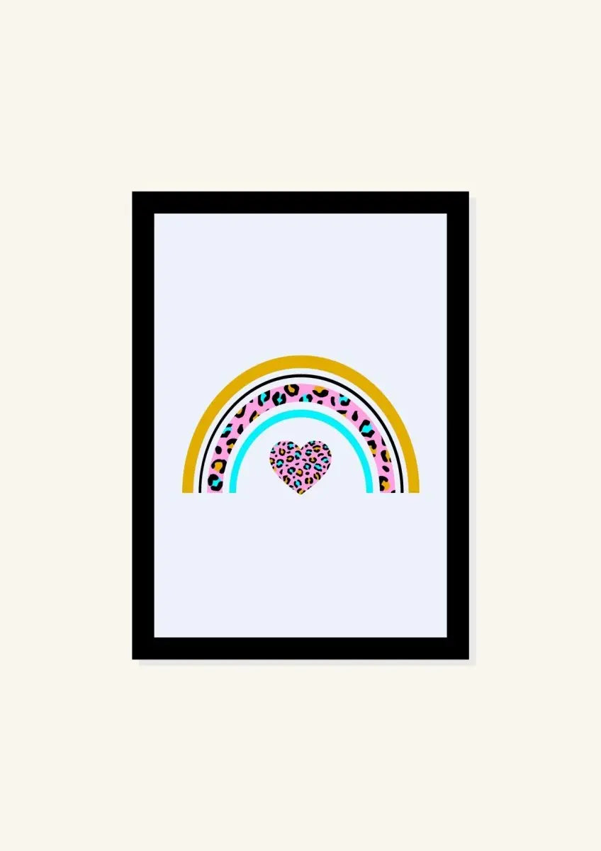 A4 Pink Rainbow Leopard Print Rainbow Heart Art Print from Sapphire Frills