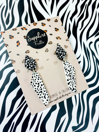 Dalmatian Spot Geometric Dangle Earrings Sapphire Frills