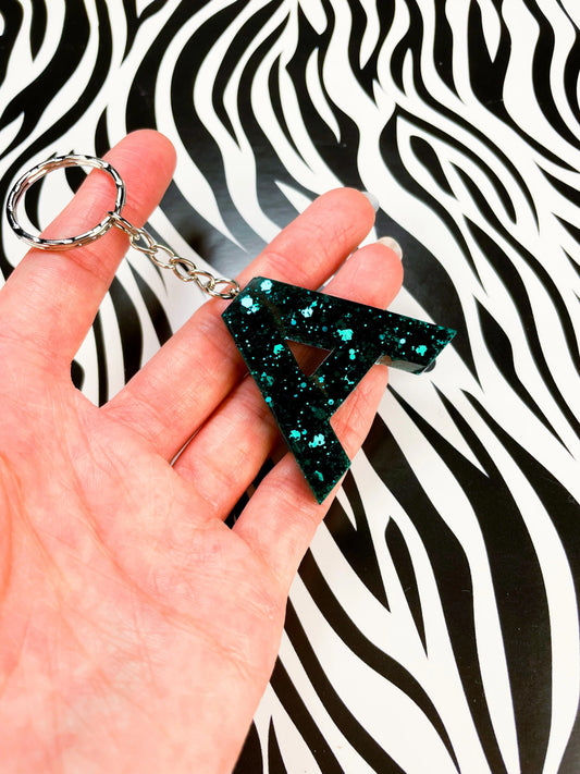 Dark Emerald Glitter Initial Keyring from Sapphire Frills