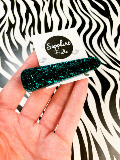 Dark Emerald Glitter Hair Clips from Sapphire Frills