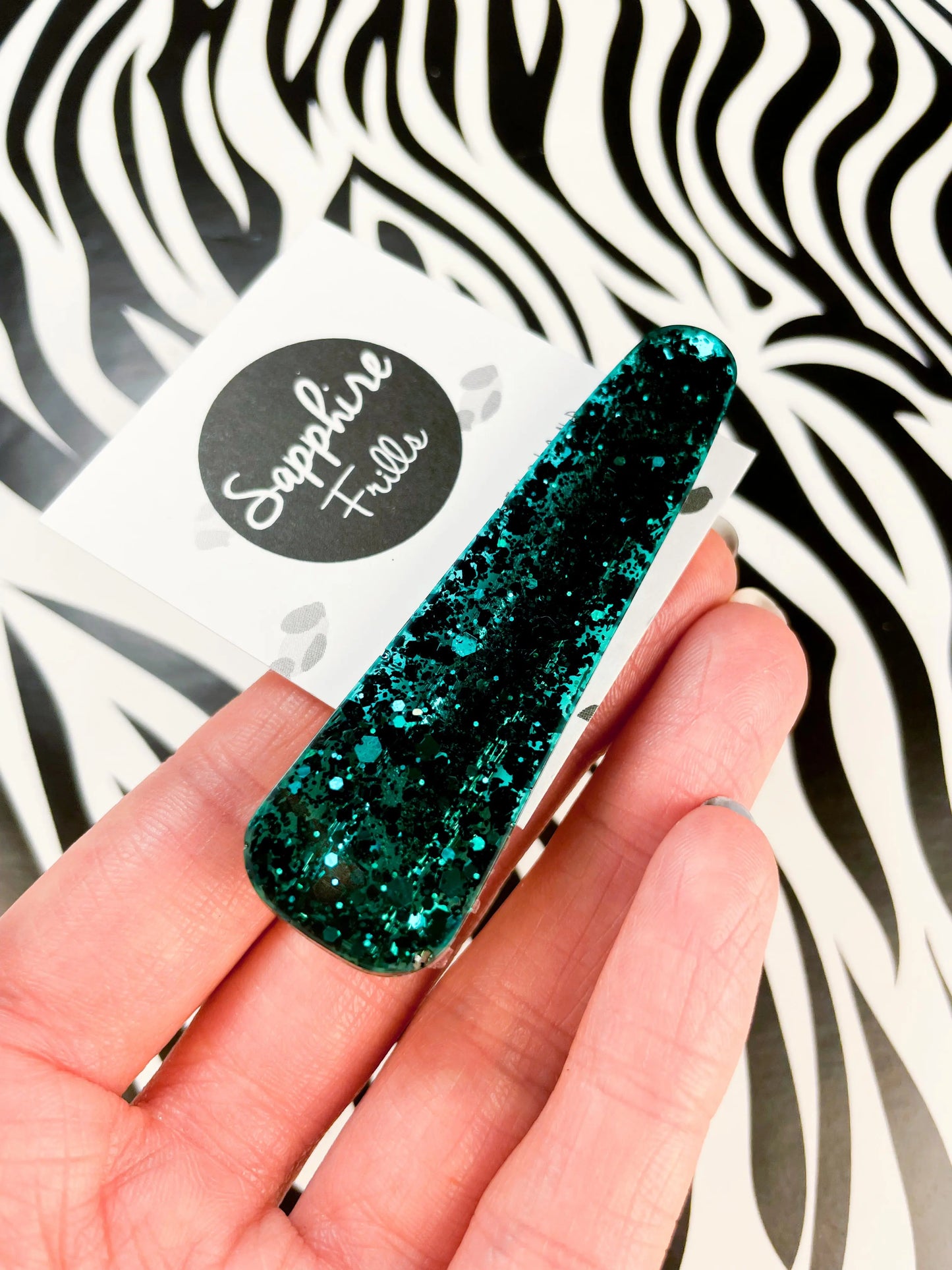 Dark Emerald Glitter Hair Clips from Sapphire Frills