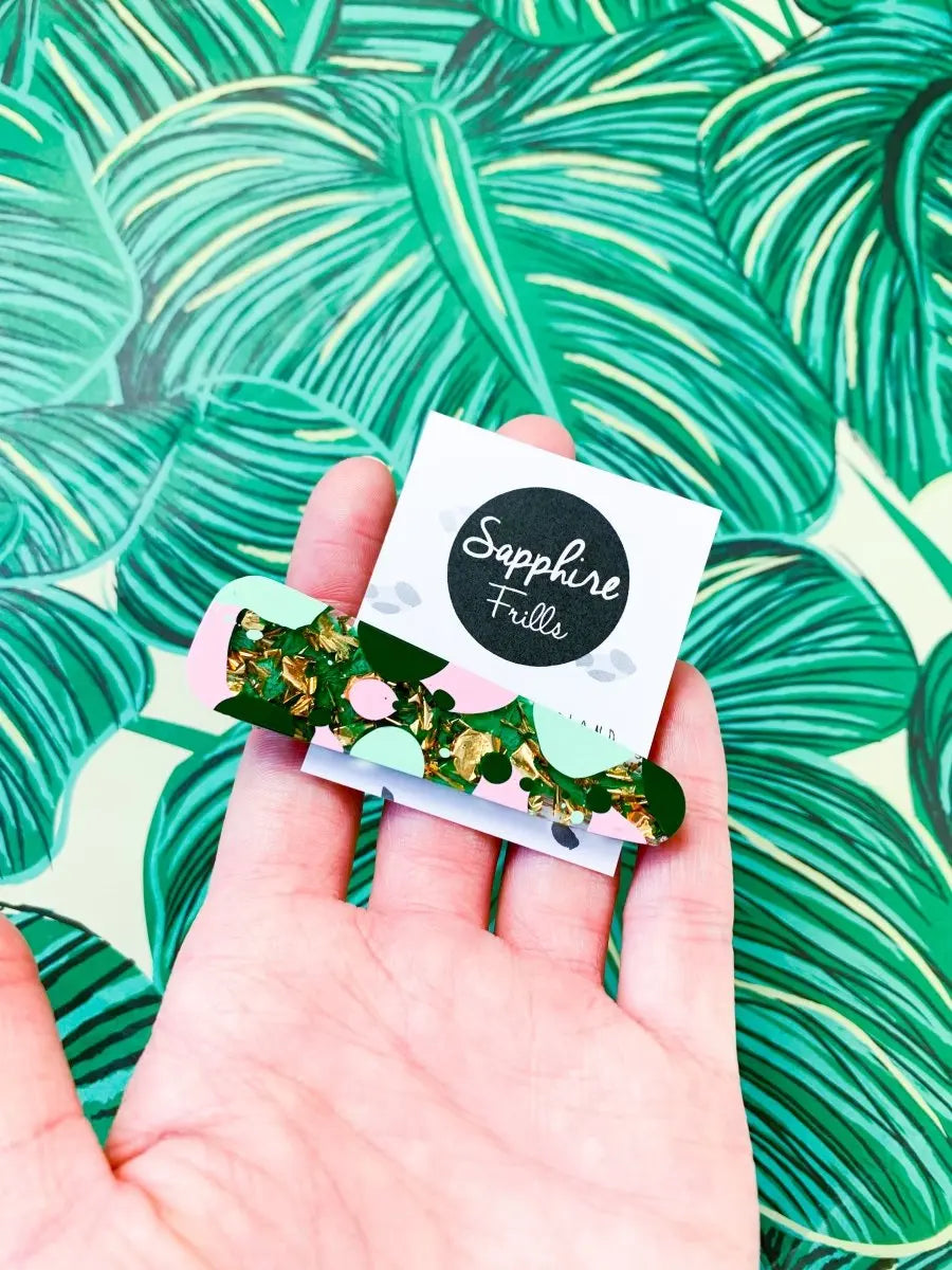 Dark Green, Mint and Baby Pink Spot Hair Clips from Sapphire Frills