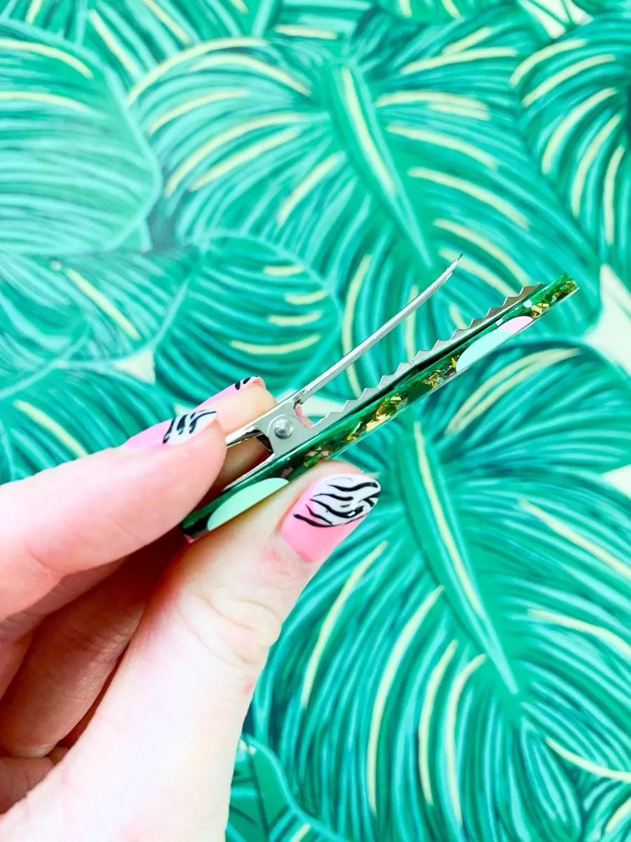 Dark Green, Mint and Baby Pink Spot Hair Clips from Sapphire Frills