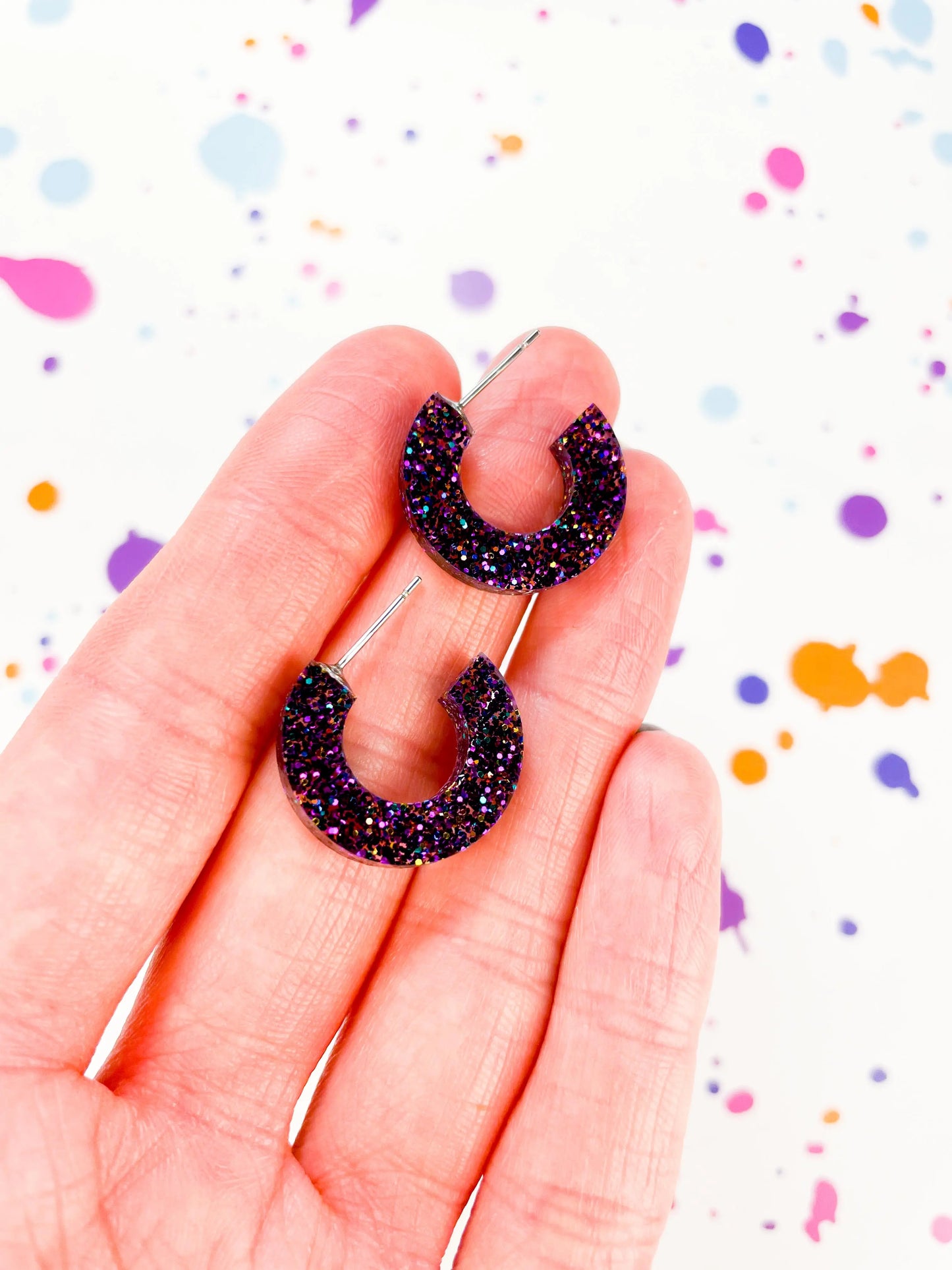 Grape Glitter Acrylic Circle Hoops from Sapphire Frills