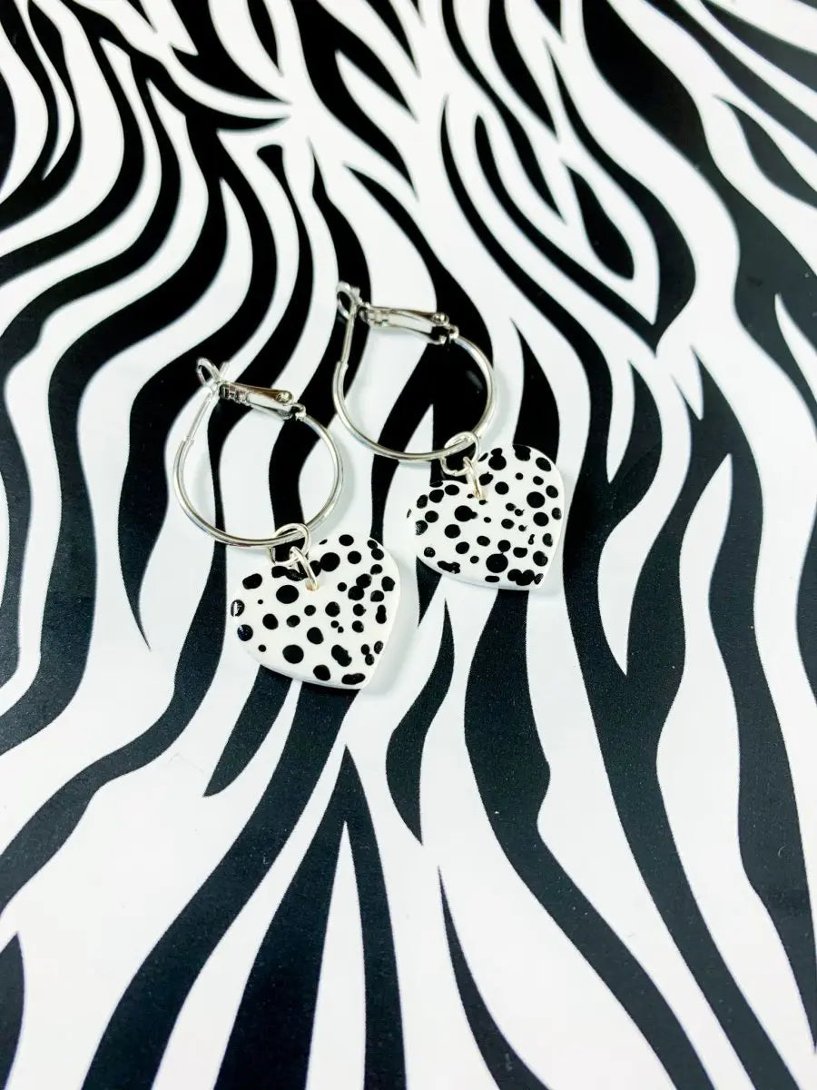 Medium Dalmatian Spot Print Heart Stud Earrings Sapphire Frills