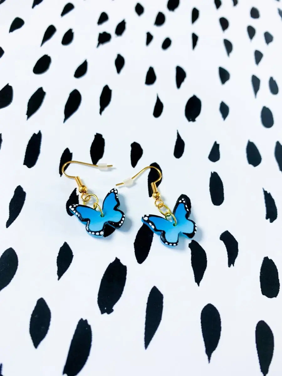 Medium Turquoise Ombre Butterfly Dangle Earrings from Sapphire Frills