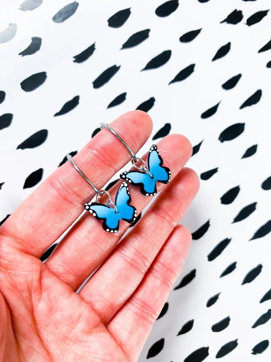 Medium Turquoise Ombre Butterfly Dangle Earrings from Sapphire Frills