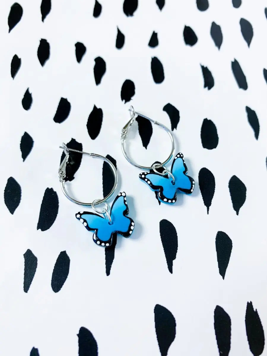 Medium Turquoise Ombre Butterfly Dangle Earrings from Sapphire Frills