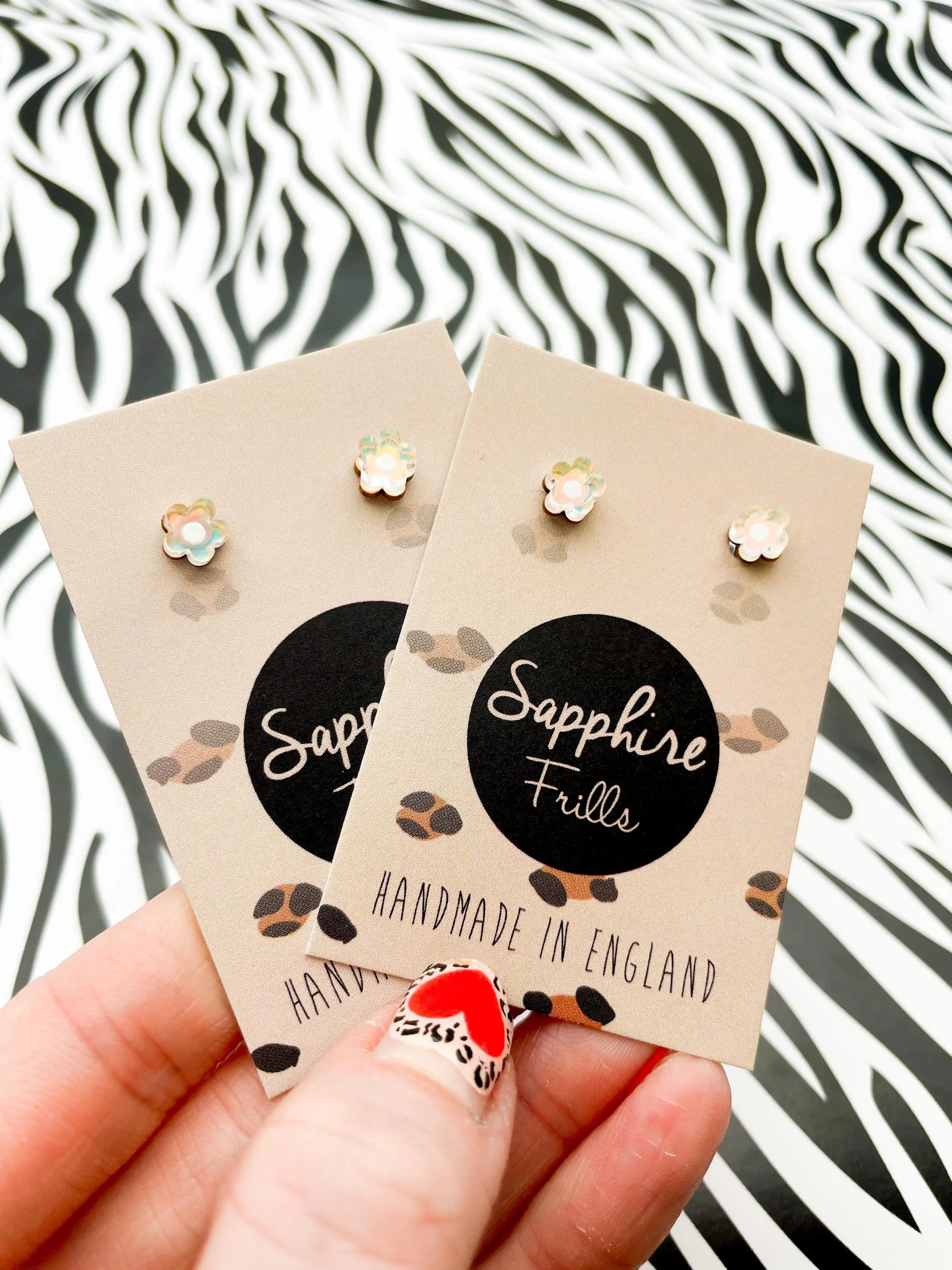 Micro Iridescent Acrylic Flower Stud Earrings from Sapphire Frills