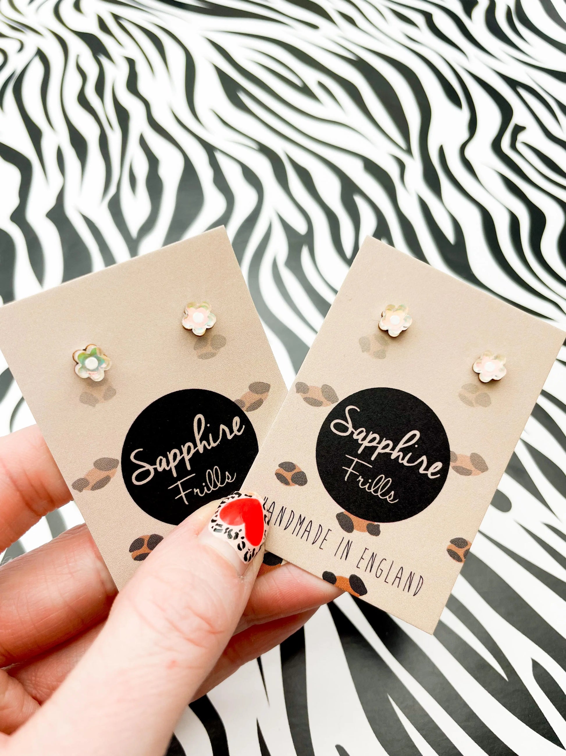 Micro Iridescent Blue Acrylic Flower Stud Earrings from Sapphire Frills