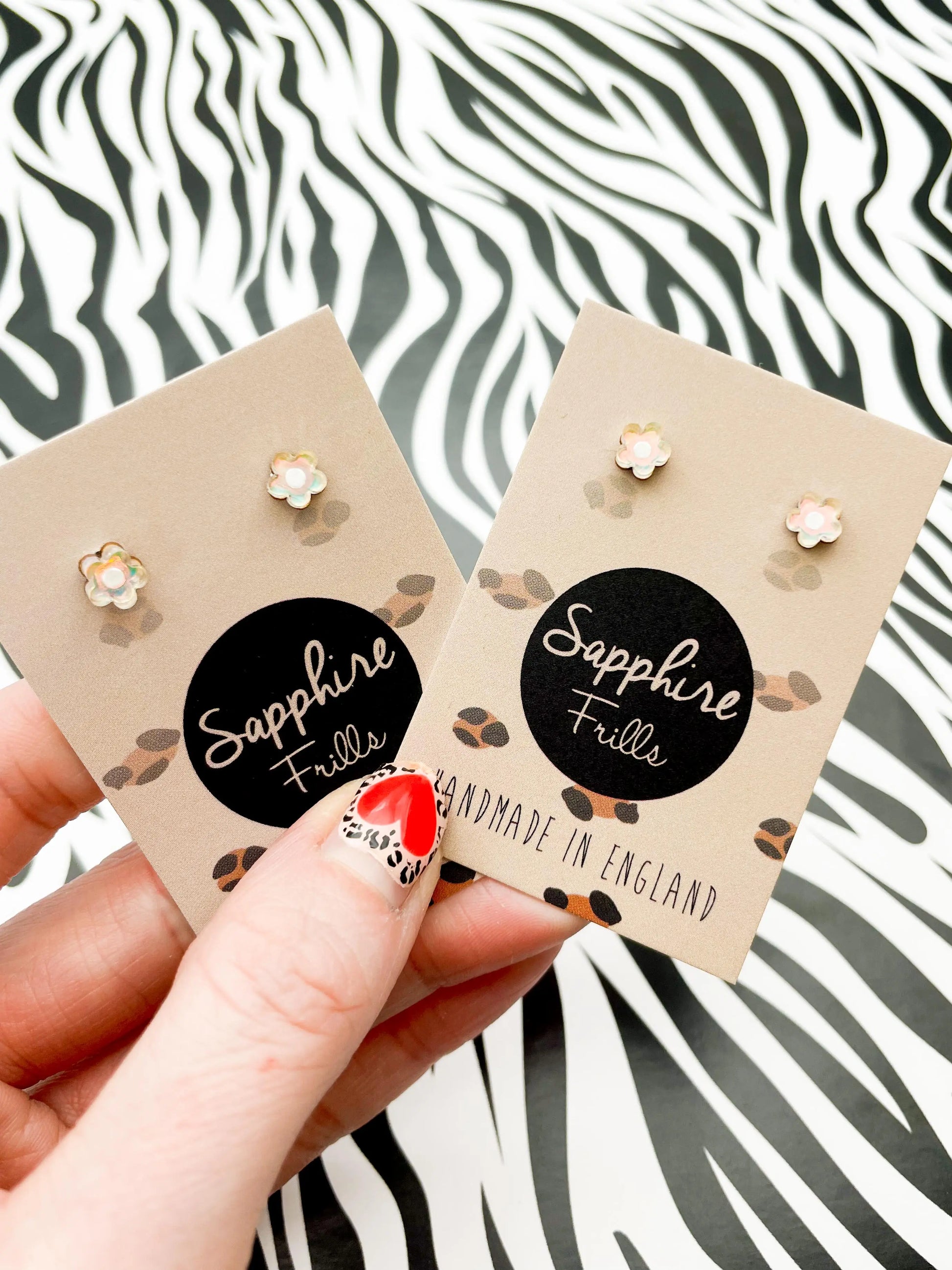 Micro Iridescent Blue Acrylic Flower Stud Earrings from Sapphire Frills