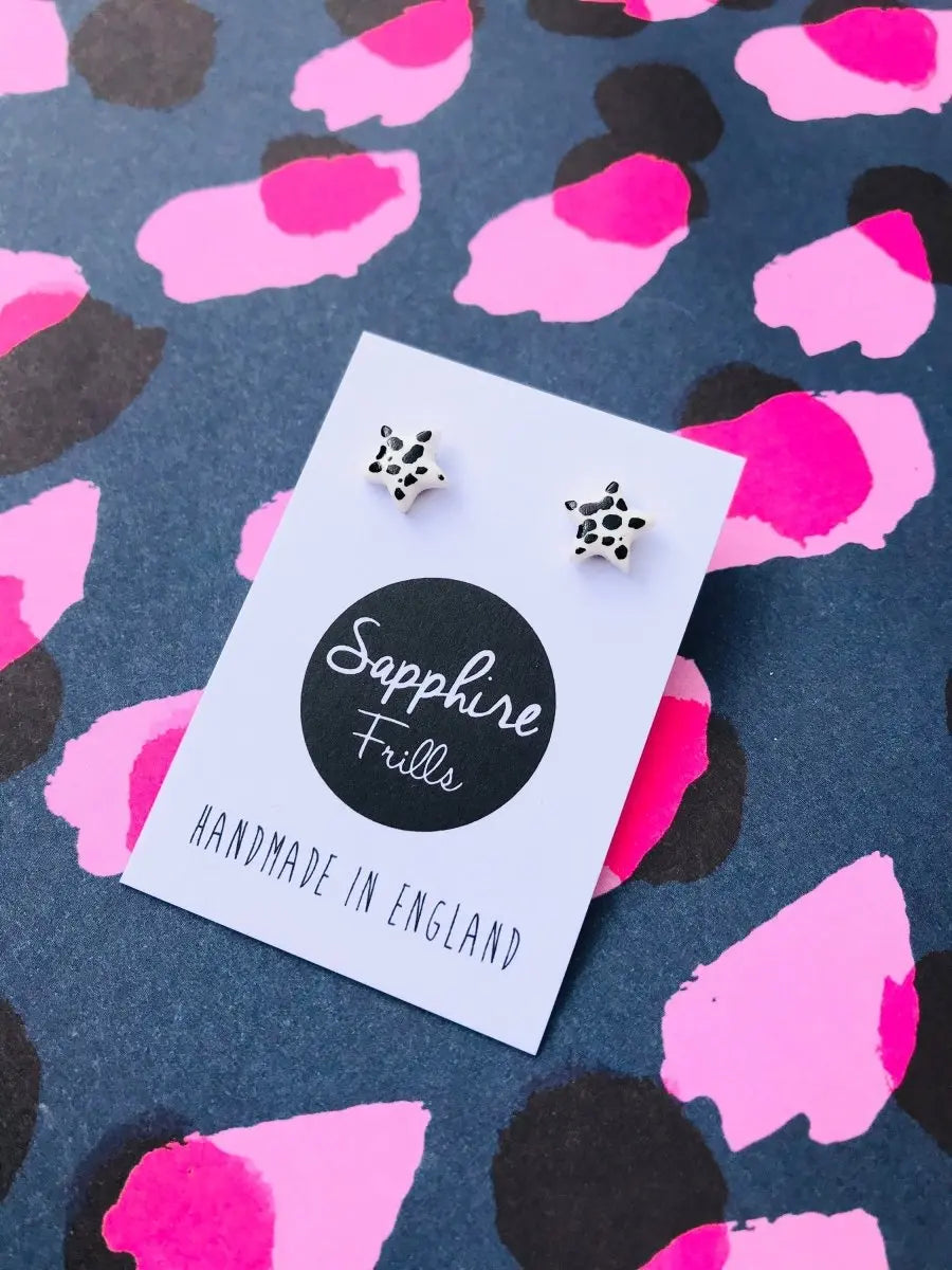 Mini Dalmatian Star Stud Earrings Sapphire Frills