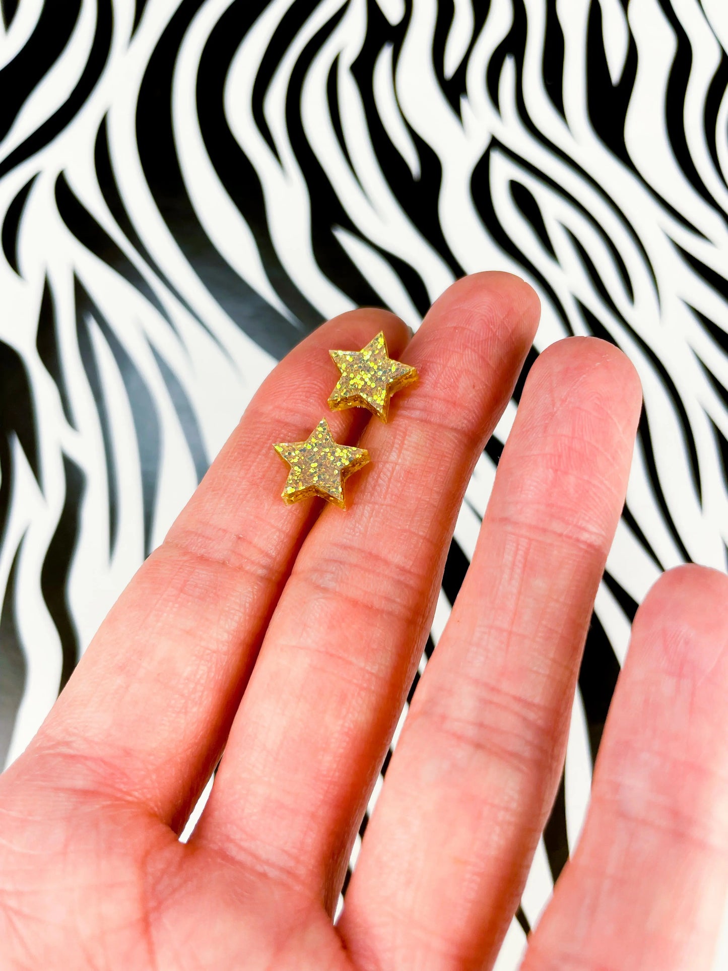 Mini Gold Glitter Acrylic Star Studs from Sapphire Frills