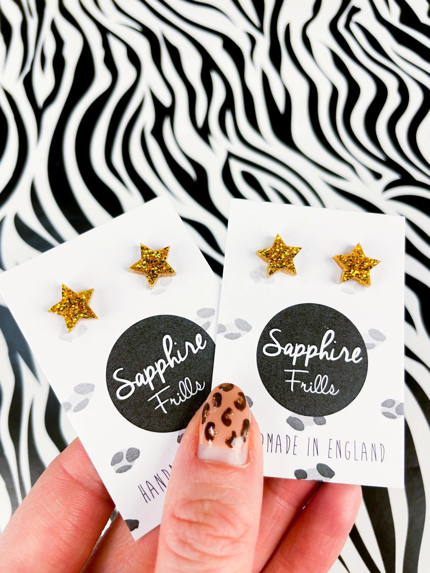 Mini Gold Glitter Acrylic Star Studs from Sapphire Frills