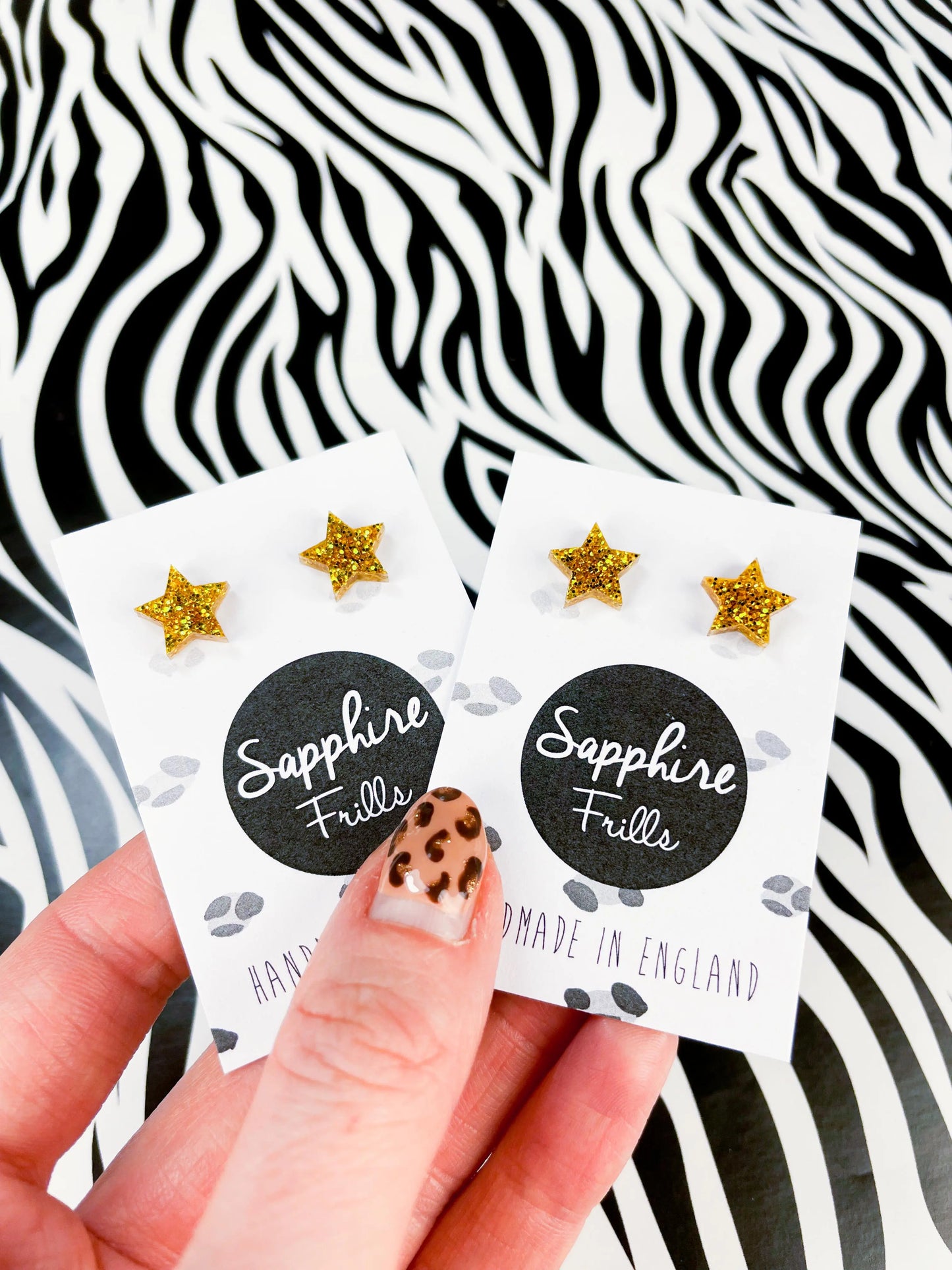 Mini Gold Glitter Acrylic Star Studs from Sapphire Frills