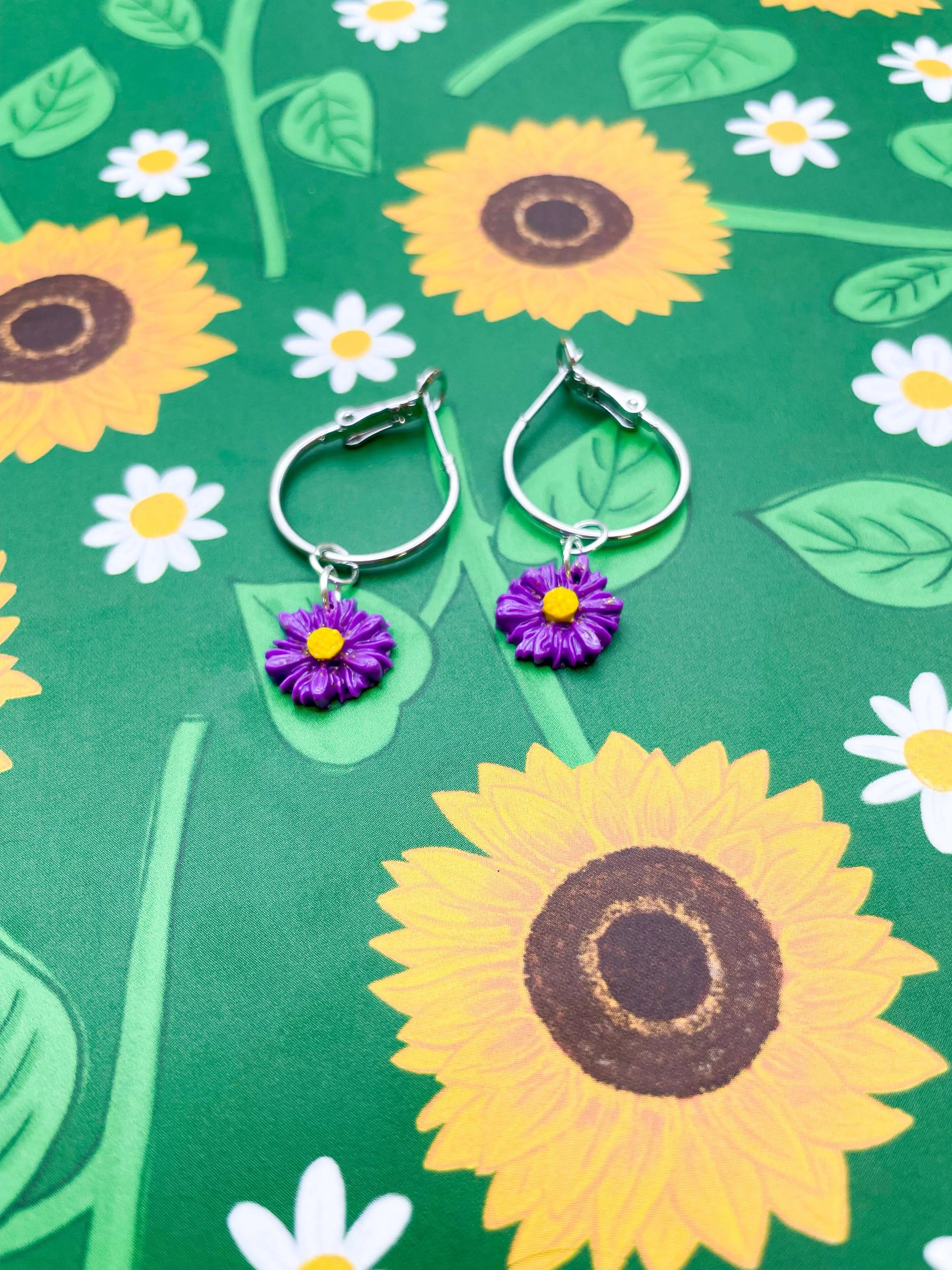 Mini Purple Daisy Stud Earrings from Sapphire Frills