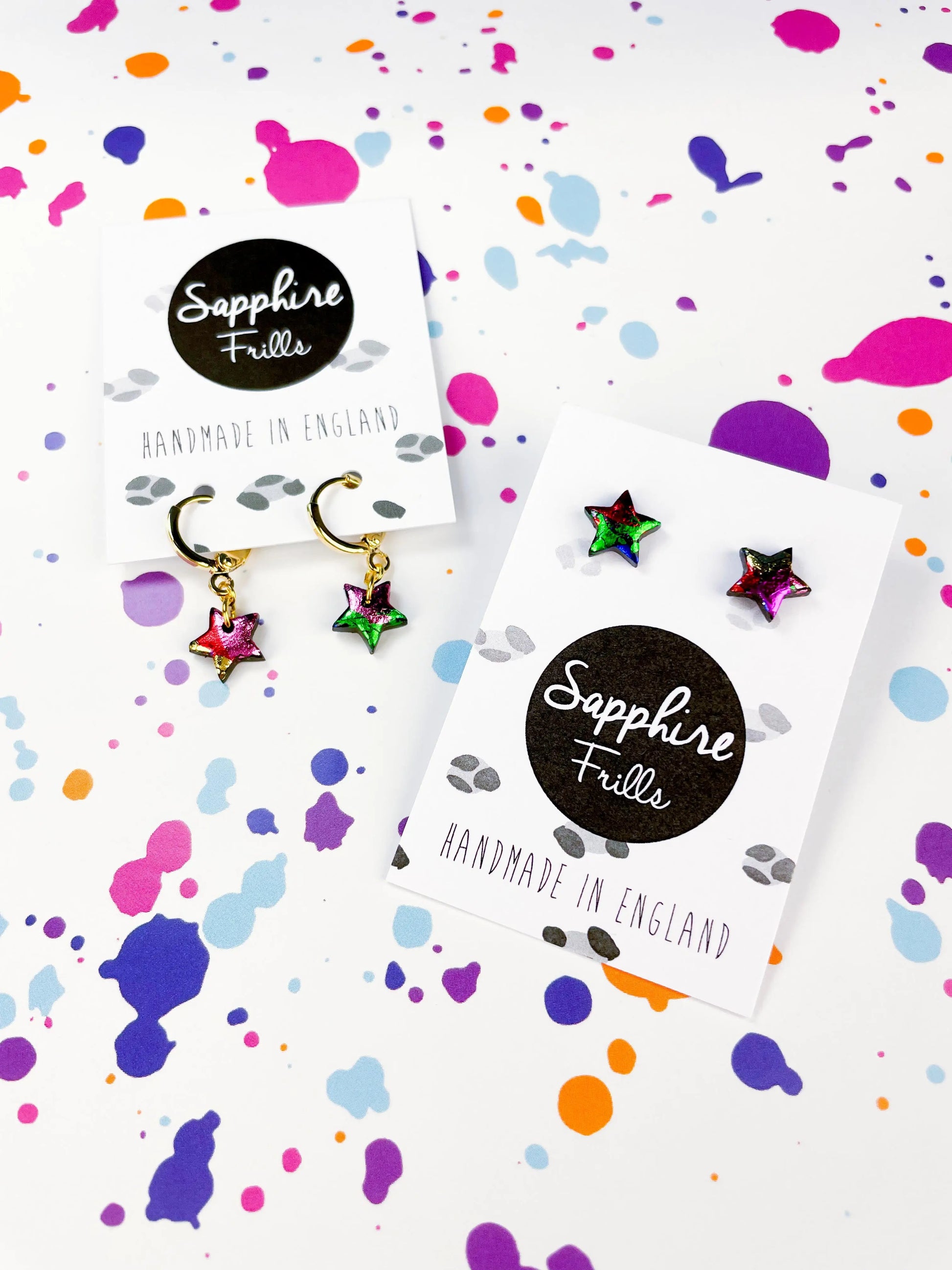 Mini Rainbow Foil Star Stud Earrings from Sapphire Frills