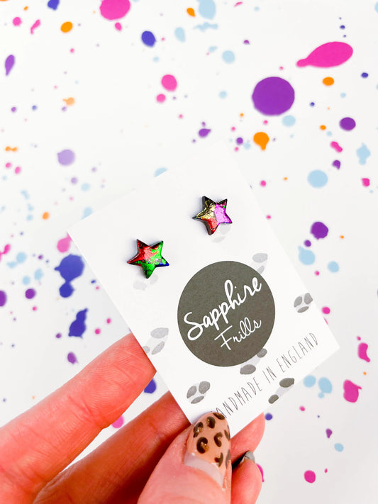 Mini Rainbow Foil Star Stud Earrings from Sapphire Frills