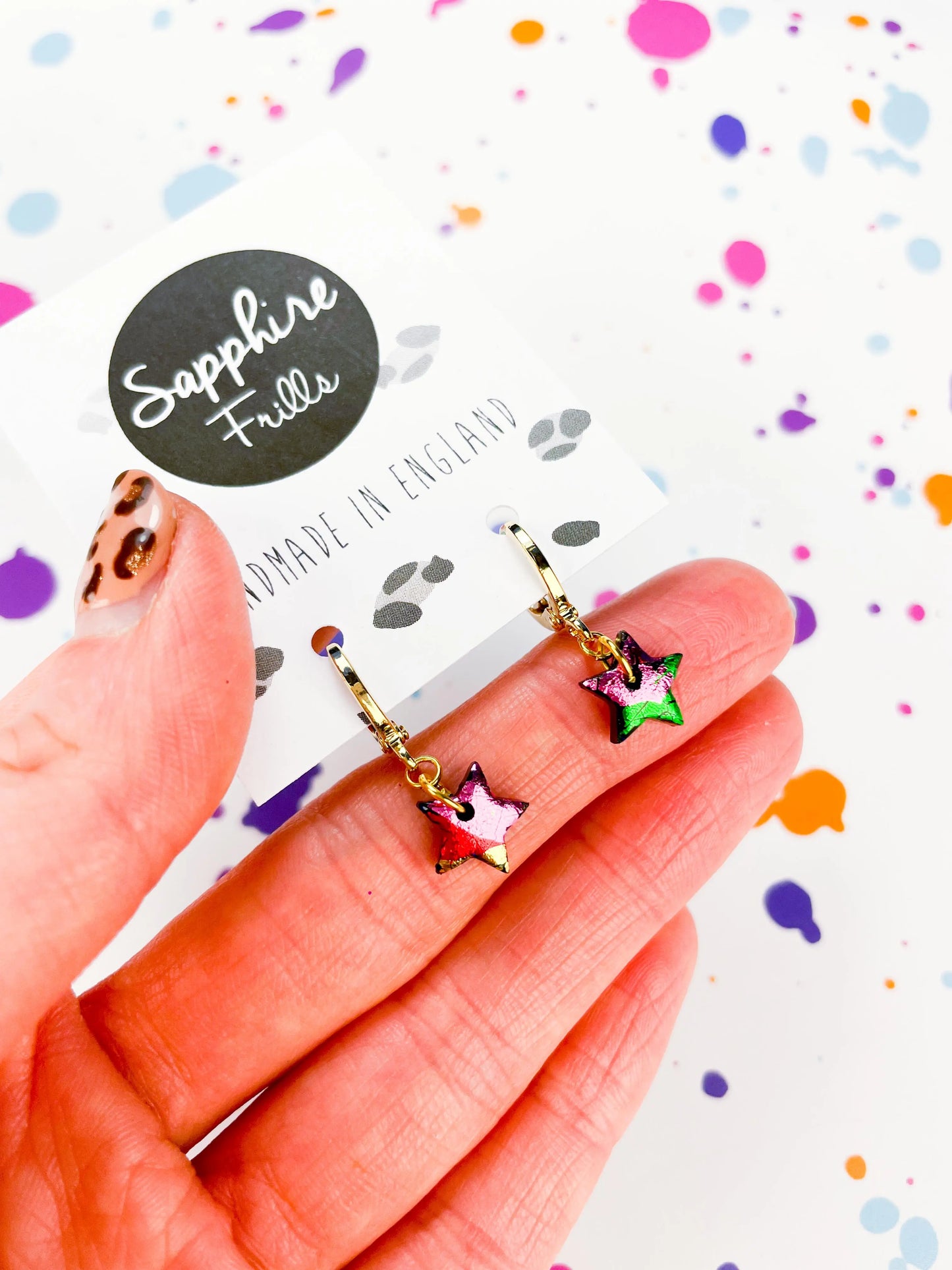 Mini Rainbow Foil Star Stud Earrings from Sapphire Frills