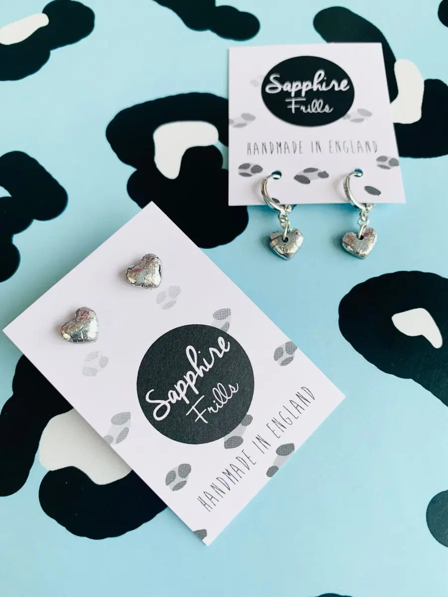 Mini Silver Foil Heart Stud Earrings from Sapphire Frills