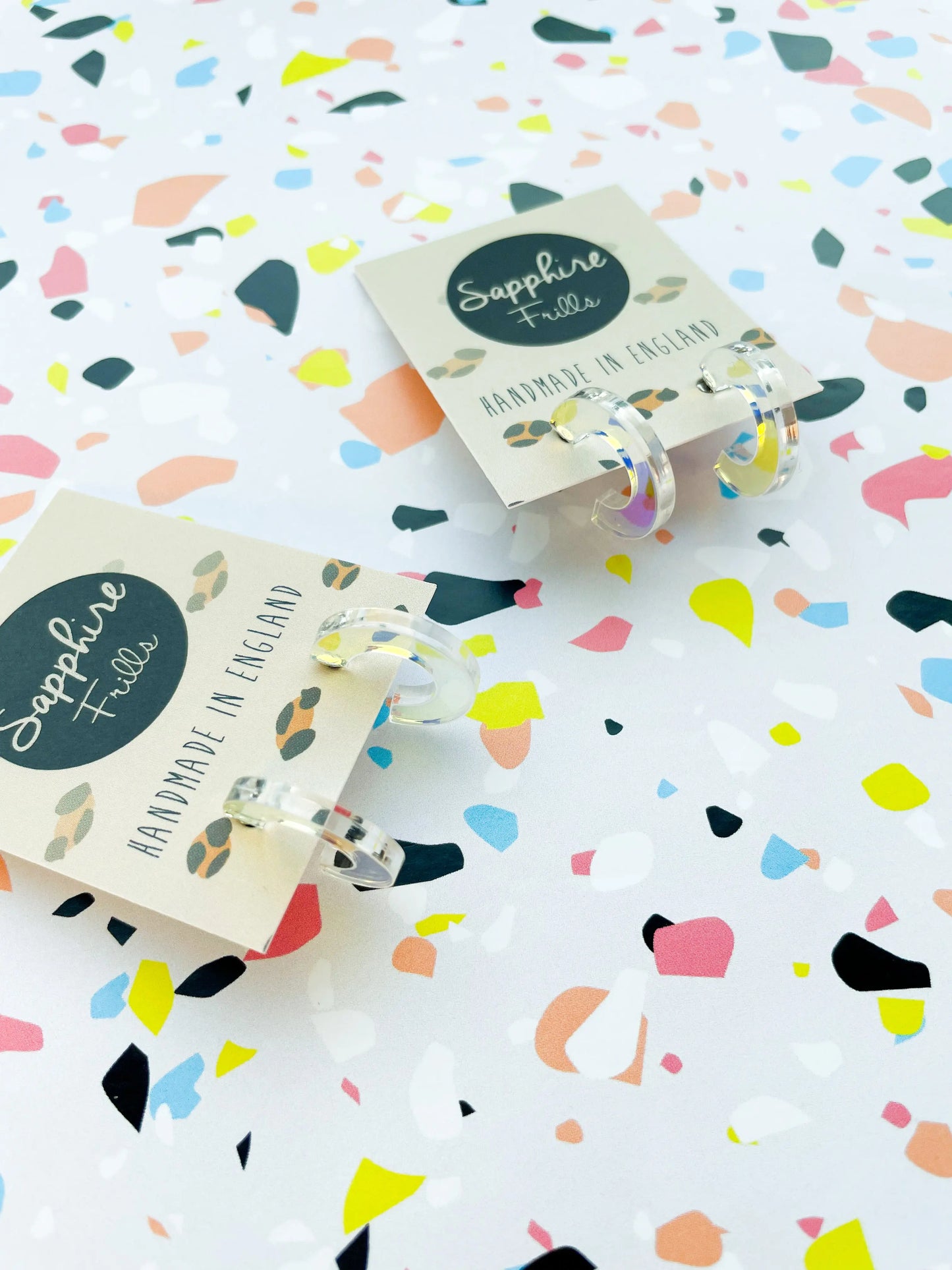 Pink Iridescent Acrylic Hoop Studs from Sapphire Frills