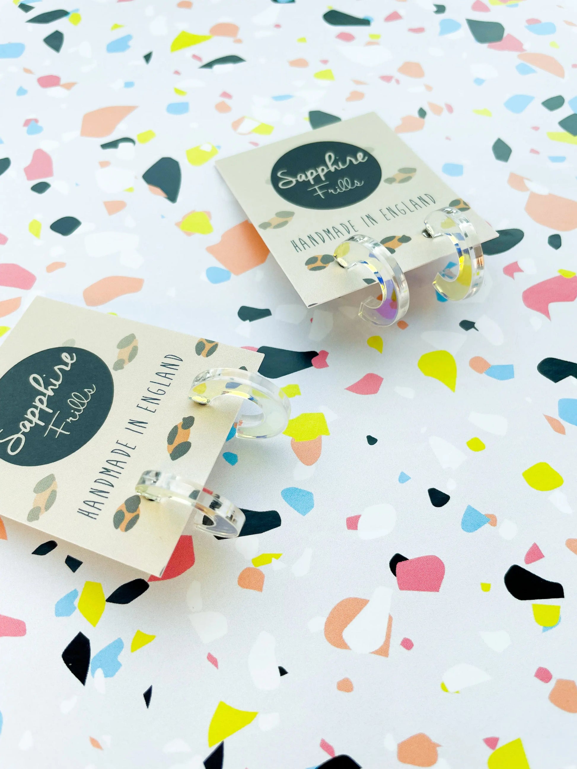 Pink Iridescent Acrylic Hoop Studs from Sapphire Frills