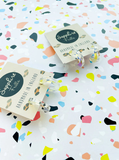 Pink Iridescent Acrylic Hoop Studs from Sapphire Frills
