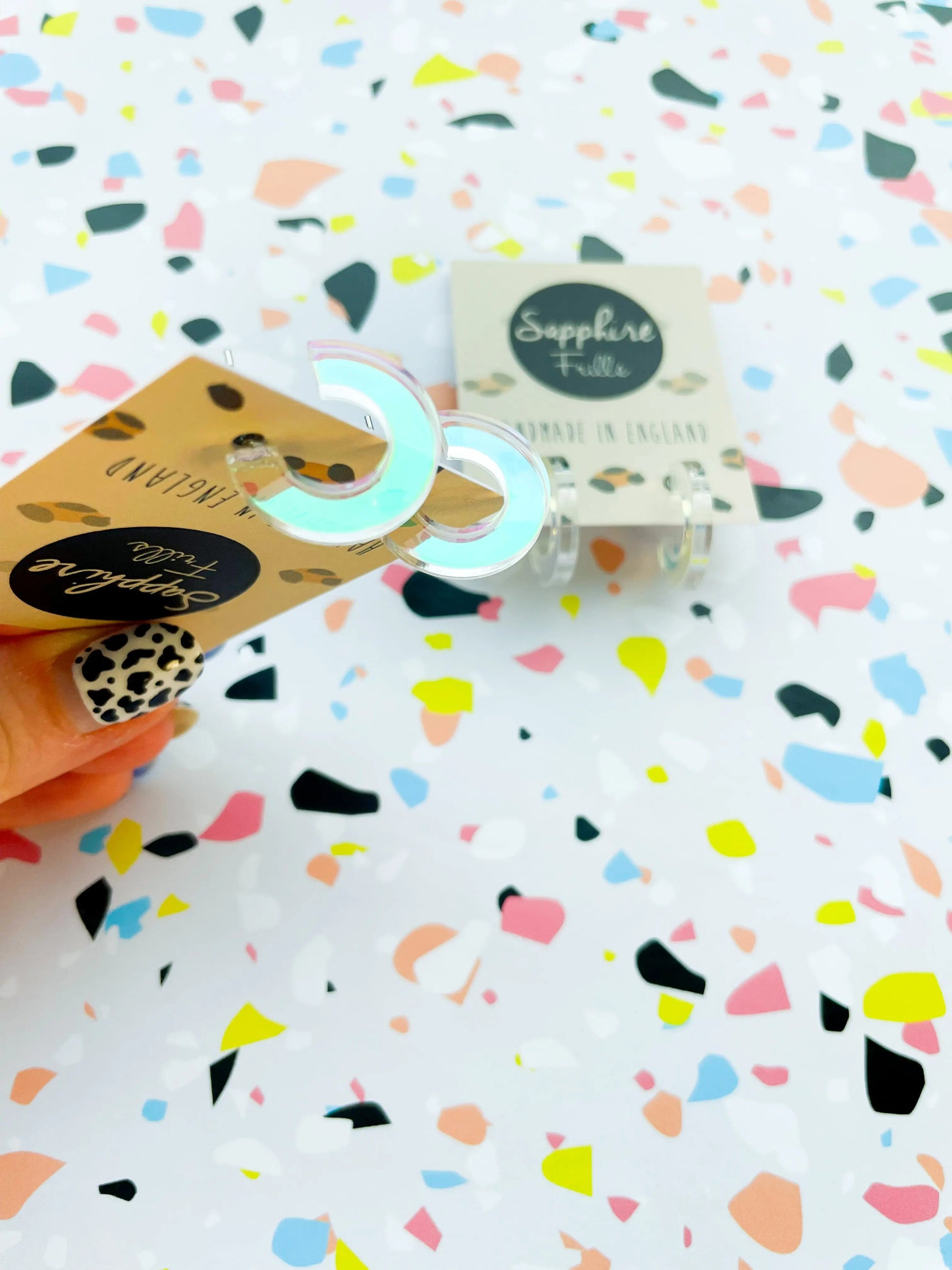 Pink Iridescent Acrylic Hoop Studs from Sapphire Frills