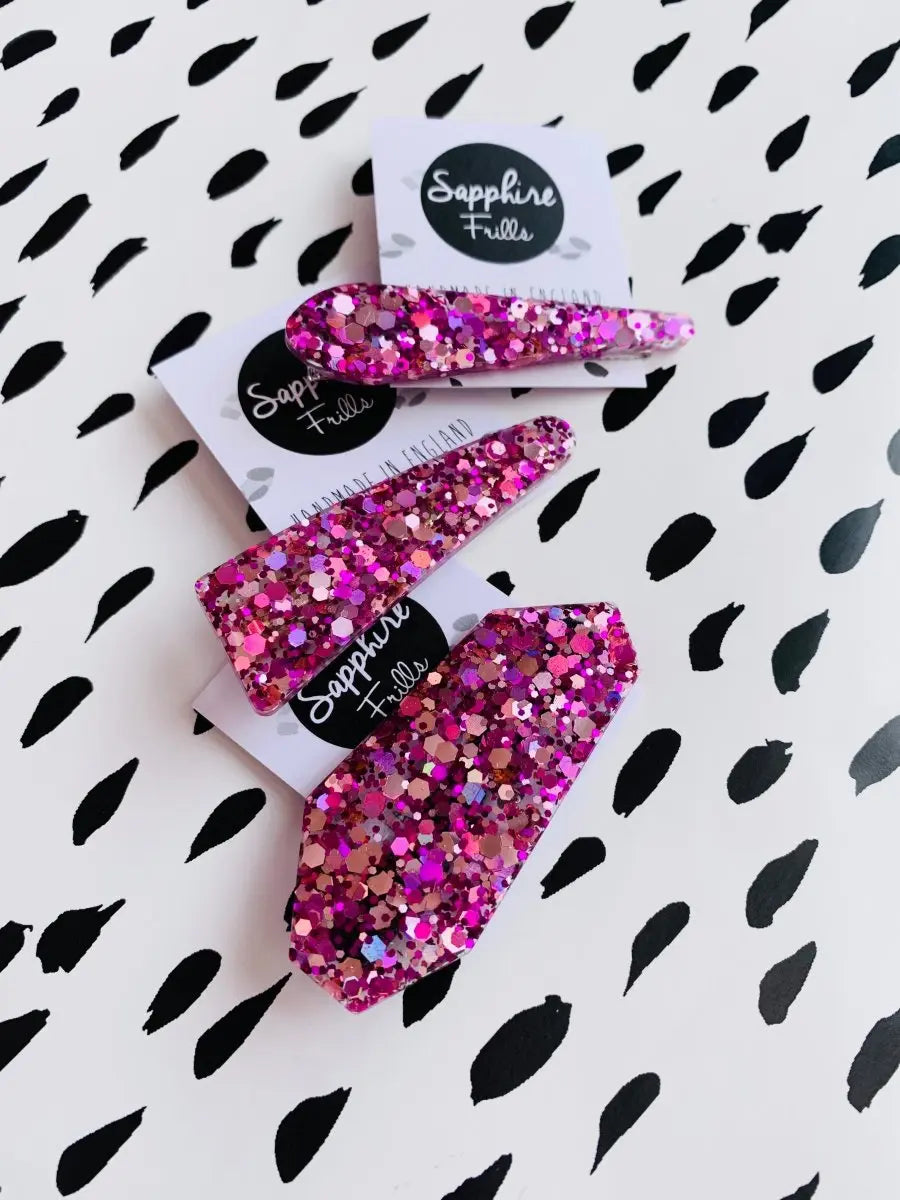 Pink and Purple Glitter Hair Clips from Sapphire Frills