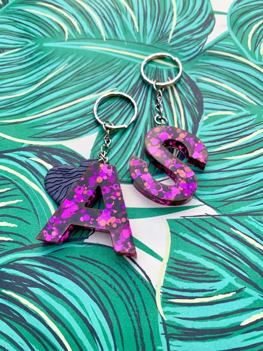Purplicious Glitter Initial Keyring Sapphire Frills