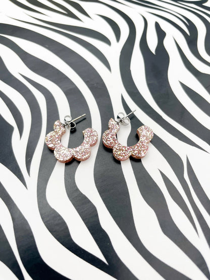 Rose Gold Glitter Acrylic Flower Hoops from Sapphire Frills