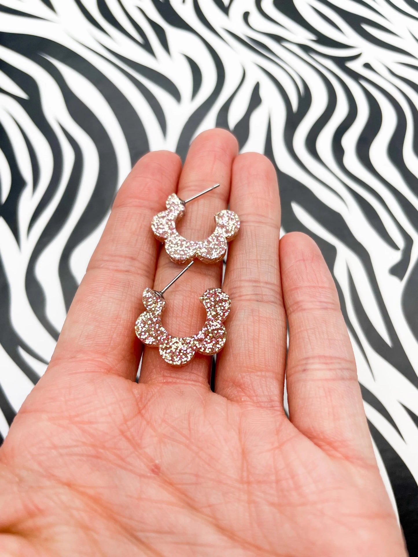 Rose Gold Glitter Acrylic Flower Hoops from Sapphire Frills