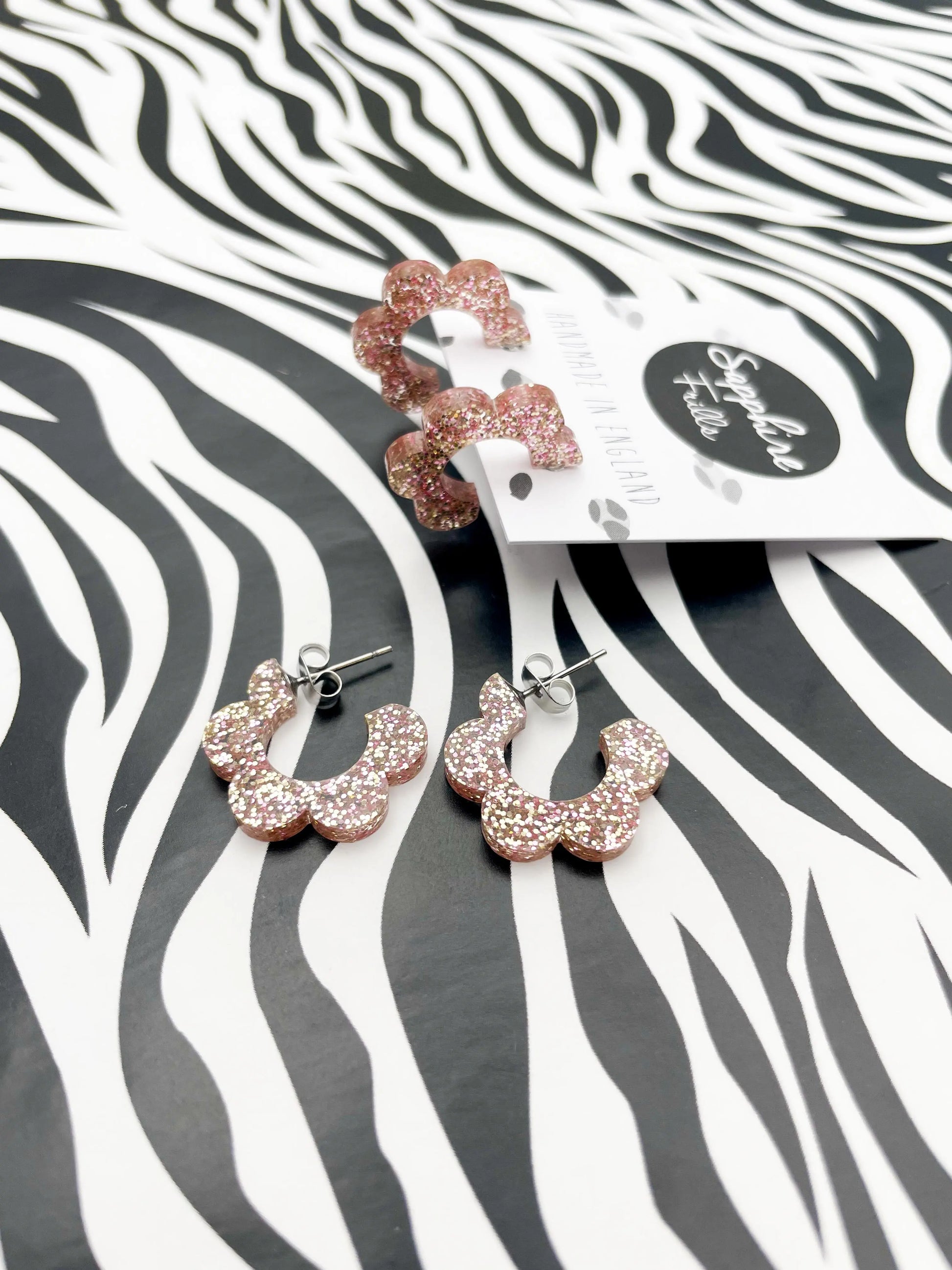 Rose Gold Glitter Acrylic Flower Hoops from Sapphire Frills