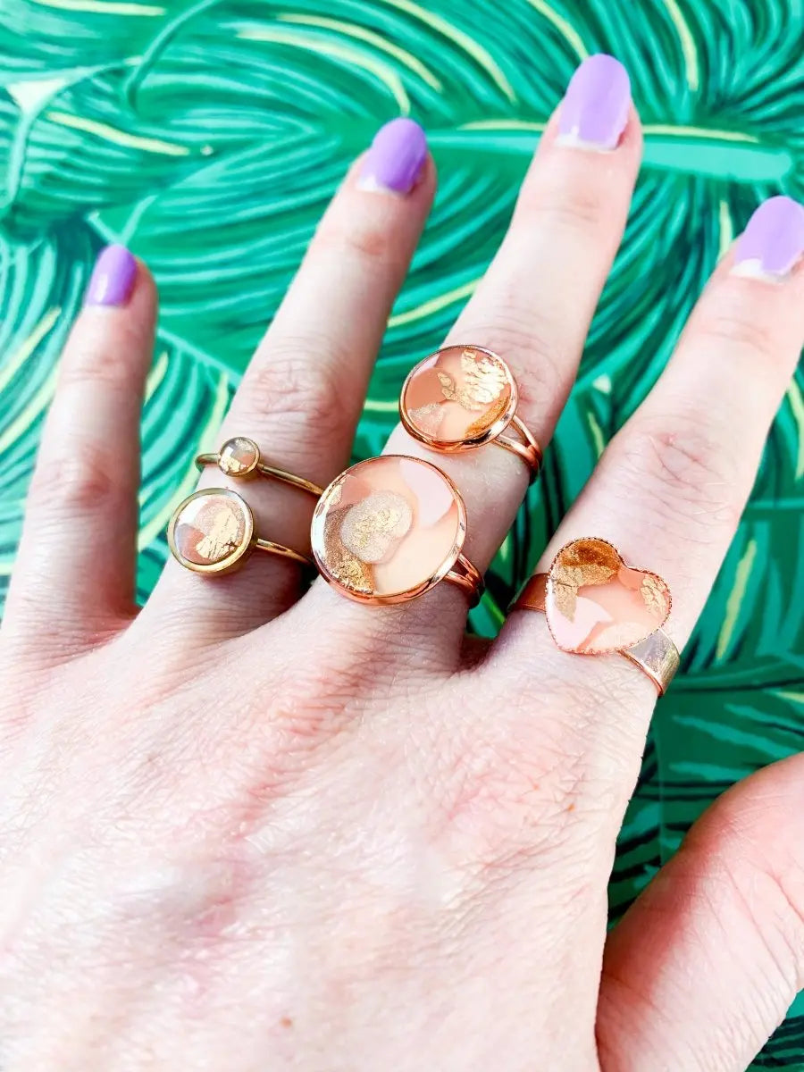 Translucent Rose Gold Smudge Print Adjustable Ring from Sapphire Frills