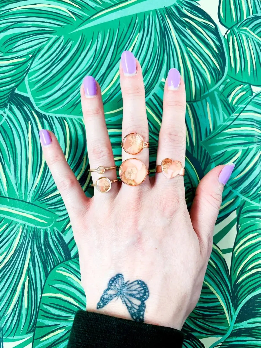 Translucent Rose Gold Smudge Print Adjustable Ring from Sapphire Frills